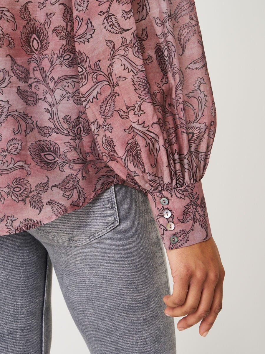 Repeat Cashmere Blouse Met Lange Pofmouwen En Paisley Print
