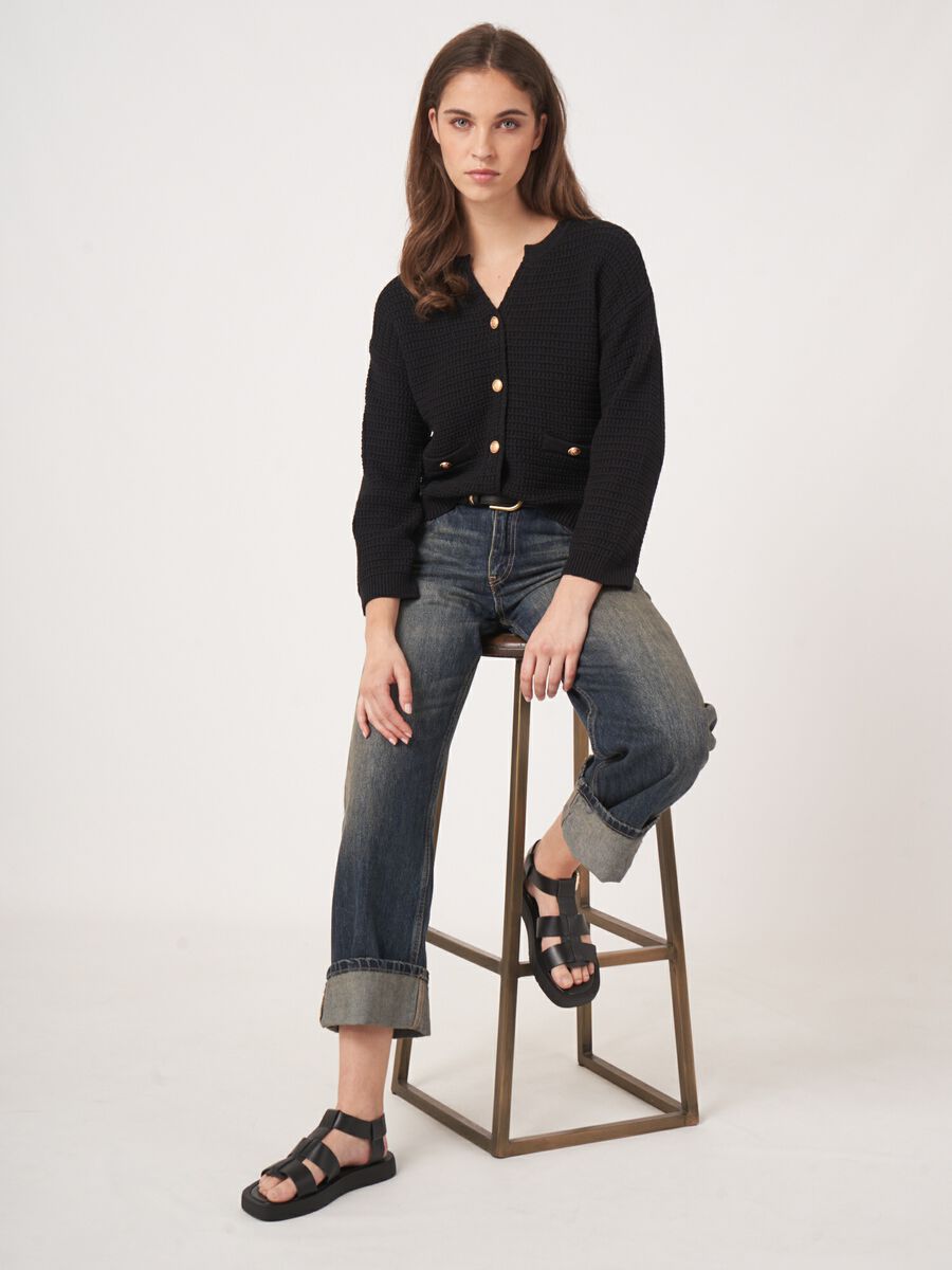 Repeat Cashmere Cardigan Met Textuur Van Zuiver Katoen