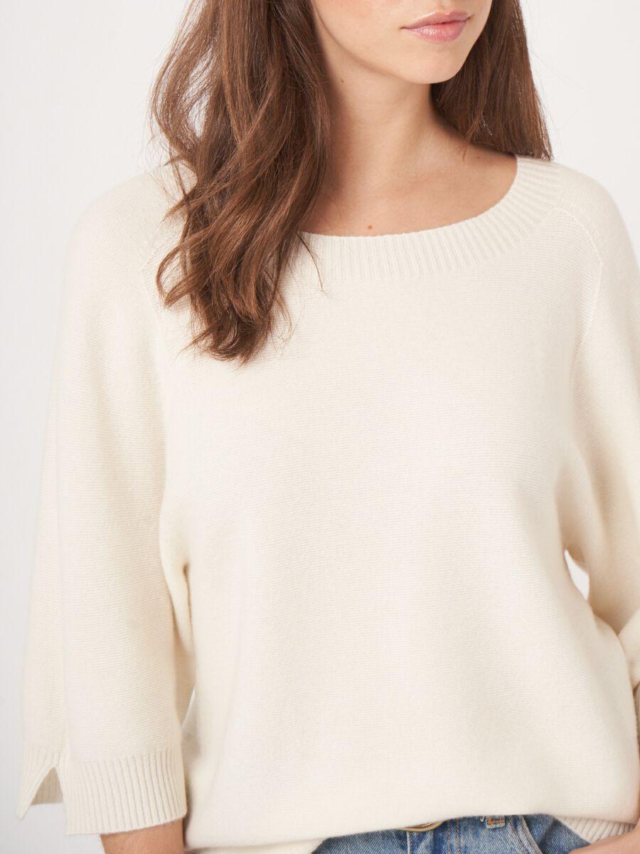 Repeat Cashmere Cashmere Fijngebreide Trui Met Wijde Mouw En Split Opzij