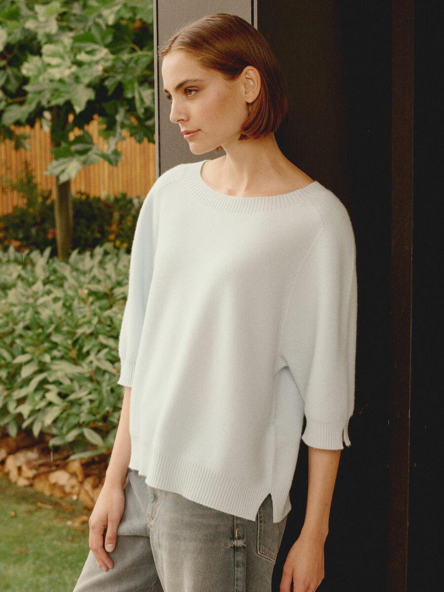 Repeat Cashmere Cashmere Fijngebreide Trui Met Wijde Mouw En Split Opzij