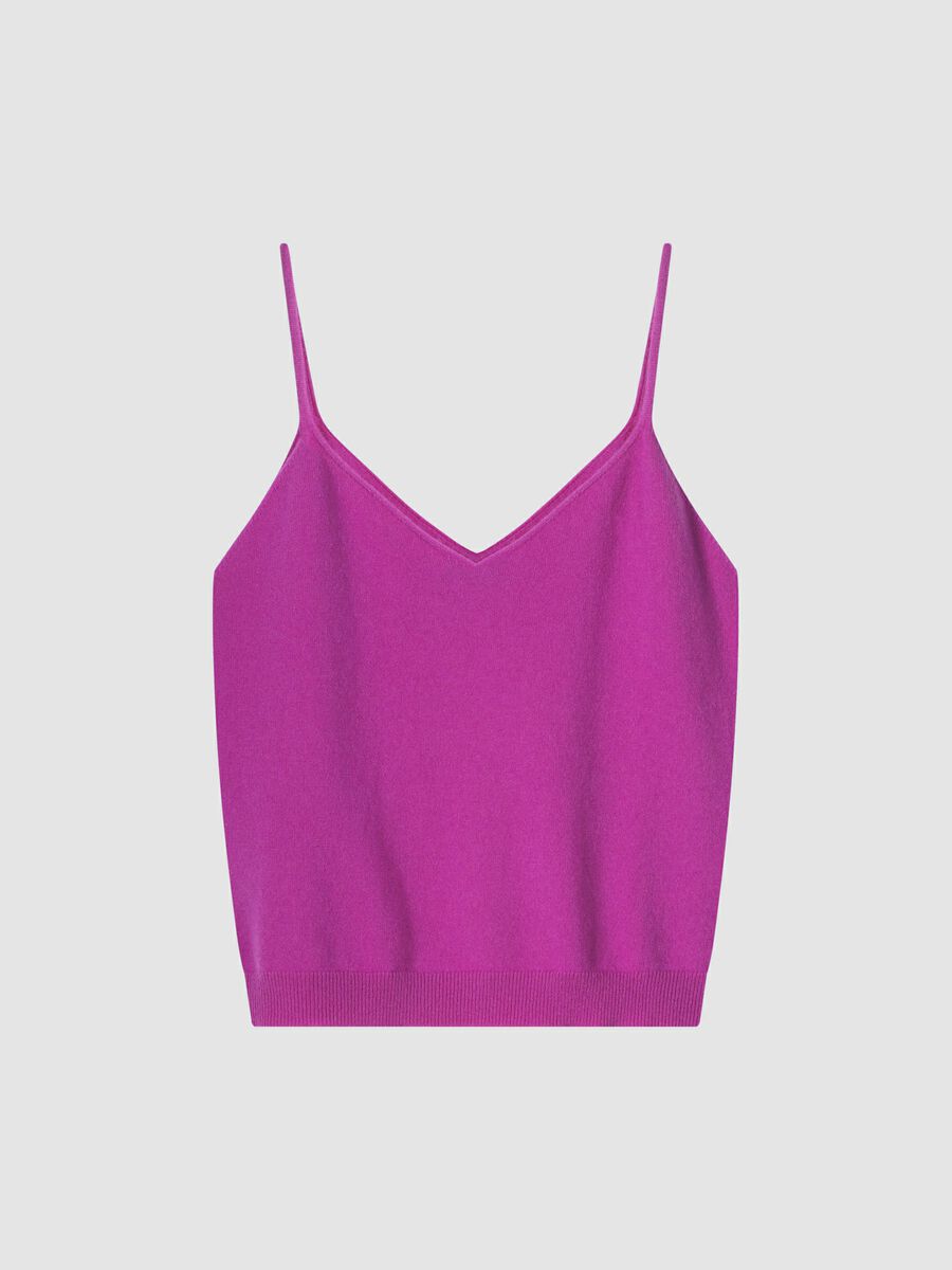 repeat cashmere Cashmere gebreide top met spaghettibandjes