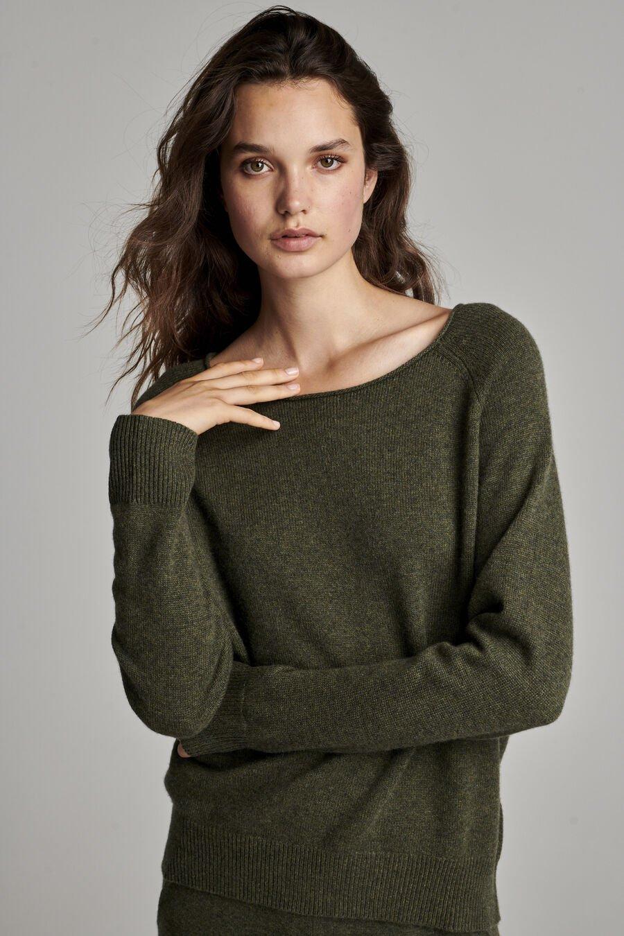 repeat cashmere Cashmere trui met boothals en rolzoom