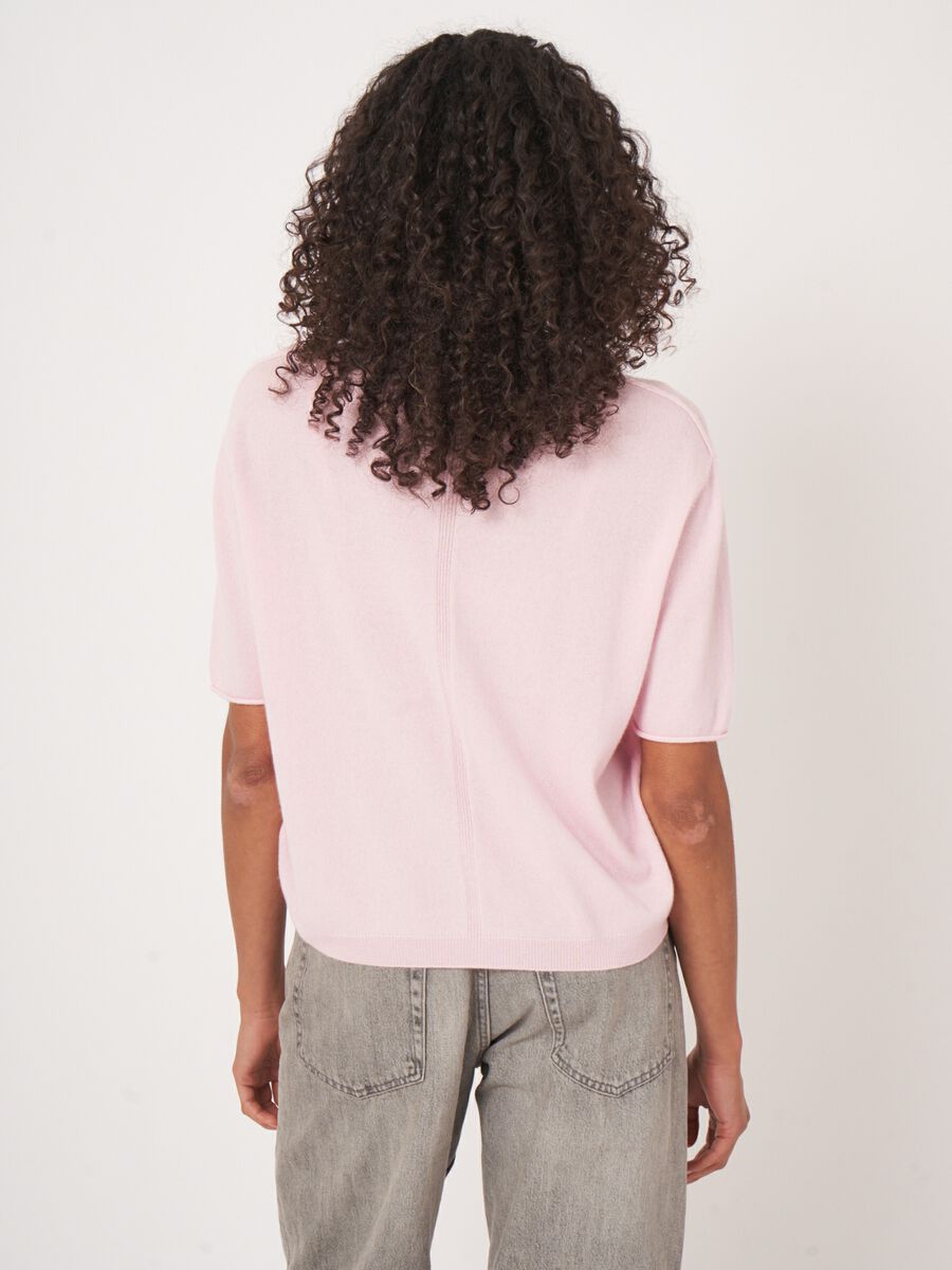 Repeat Cashmere Cashmere Trui Met Korte Mouw En Gebreid Detail Op De Rug