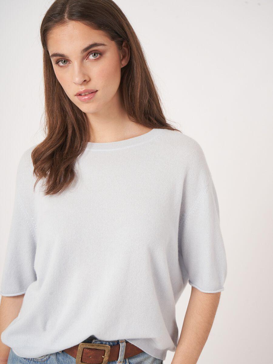 Repeat Cashmere Cashmere Trui Met Korte Mouw En Gebreid Detail Op De Rug