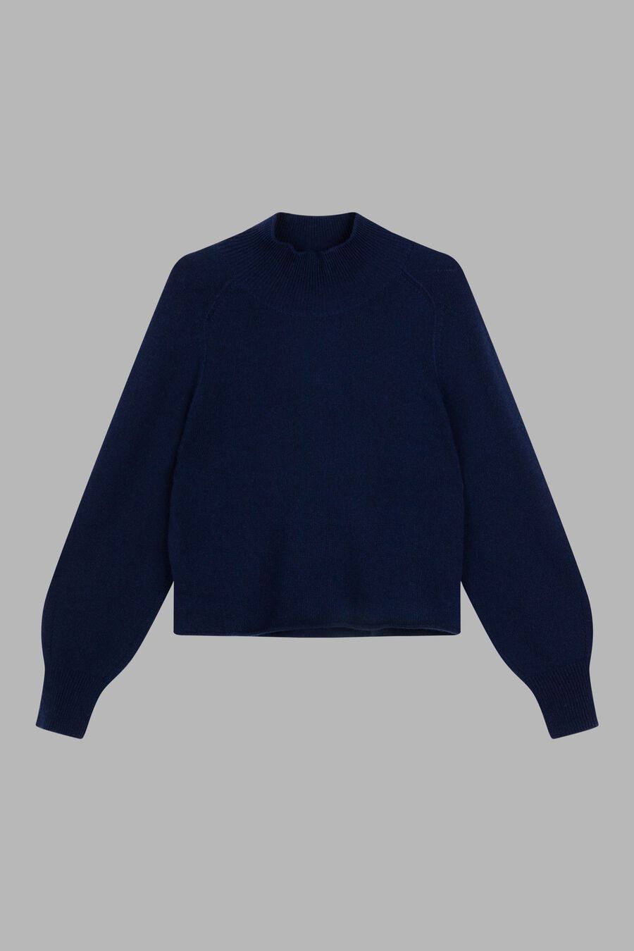 repeat cashmere Cashmere trui met opstaande kraag en pofmouwen
