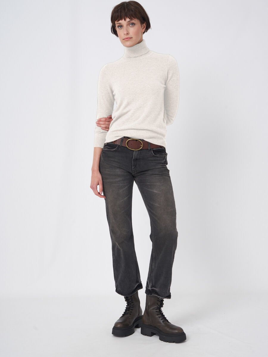 repeat cashmere Cashmere trui met rolkraag van organisch cashmere