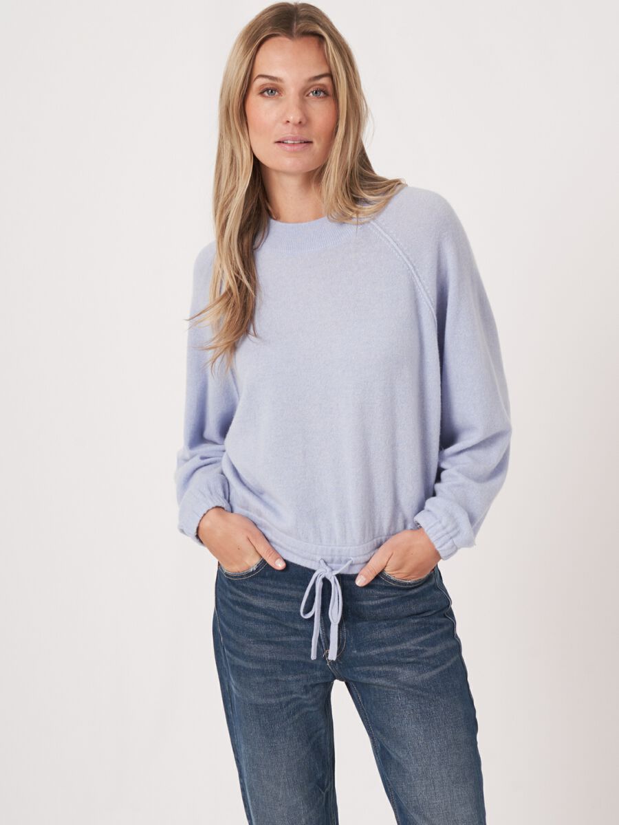 repeat cashmere Cashmere trui met trekkoord aan de taille