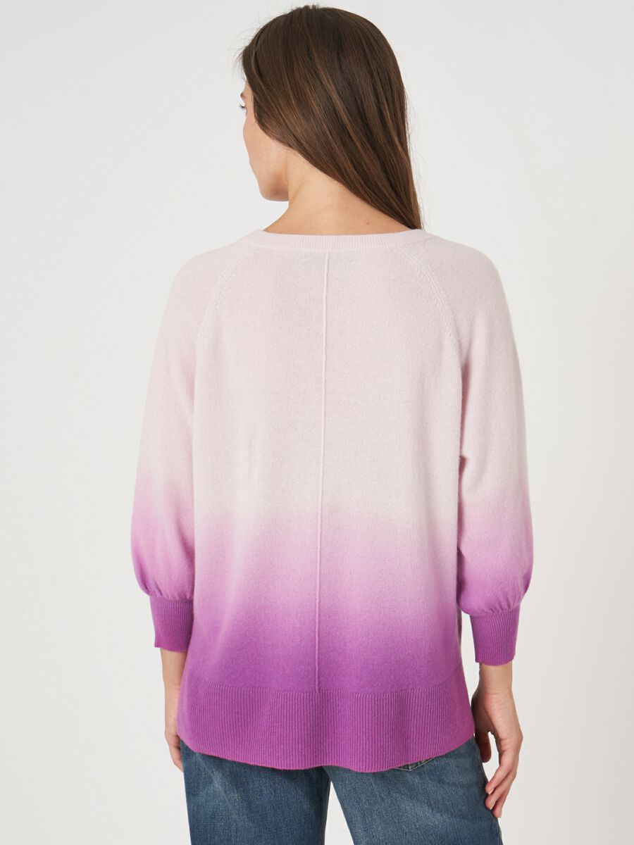 Repeat Cashmere Cashmere V-hals Trui Met Dip Dye Print