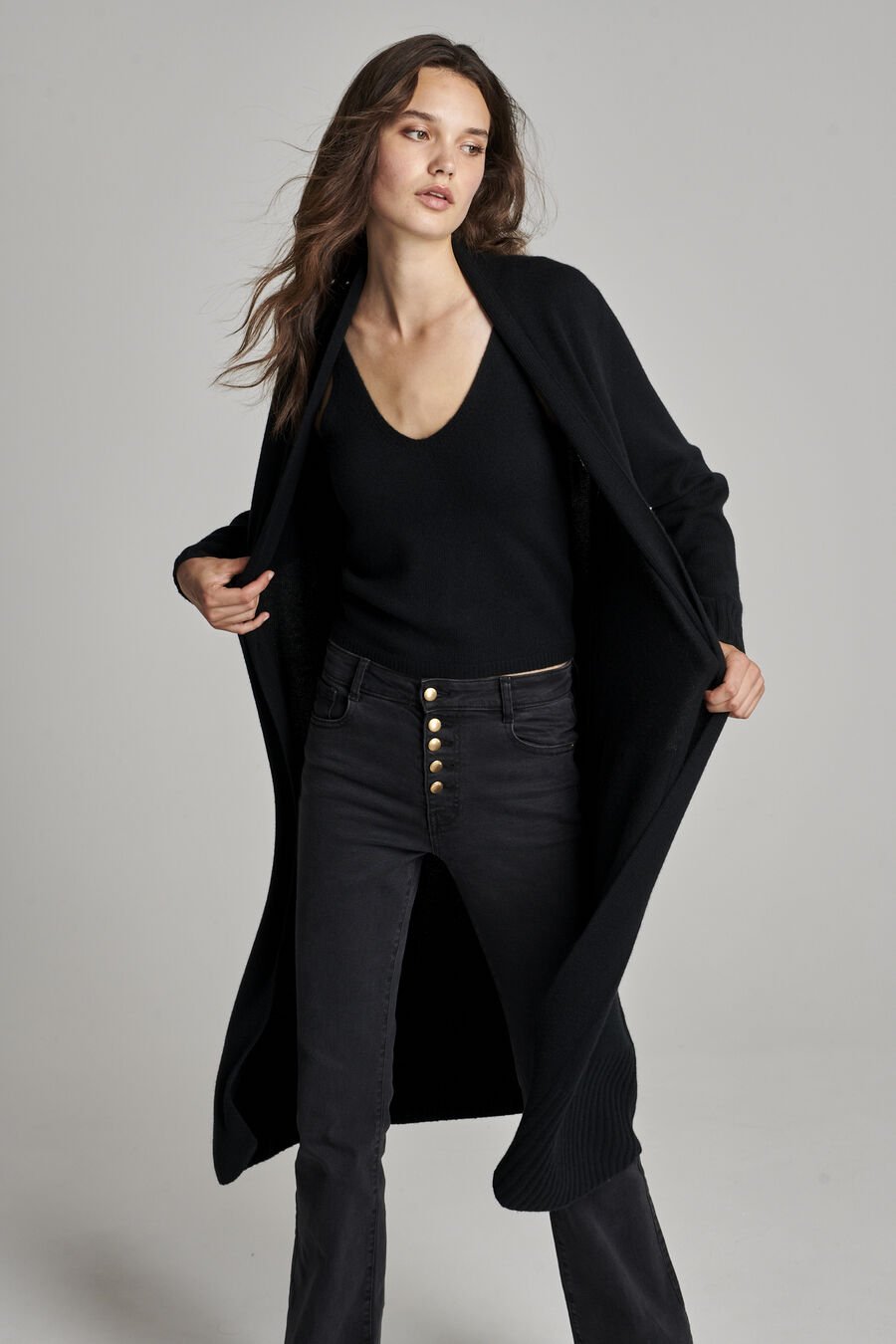 Repeat Cashmere Cashmere Vest Met Geribde Sjaalkraag