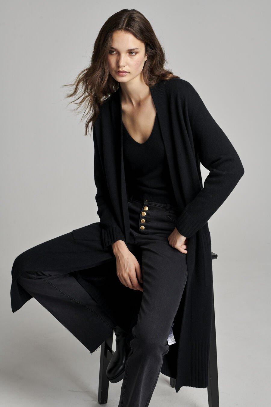 repeat cashmere Cashmere vest met geribde sjaalkraag