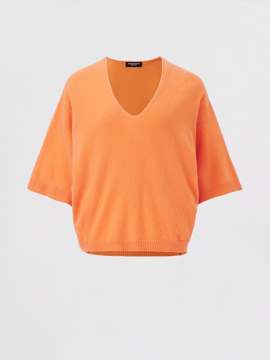 Repeat Cashmere Casual Cashmere Trui Met Korte Vleermuismouwen