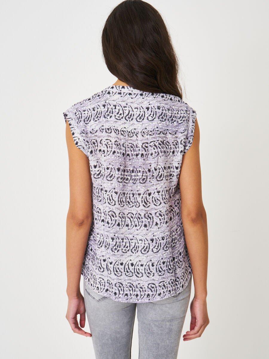 Repeat Cashmere Chiffon Zijde Top Met Batik Paisley Print