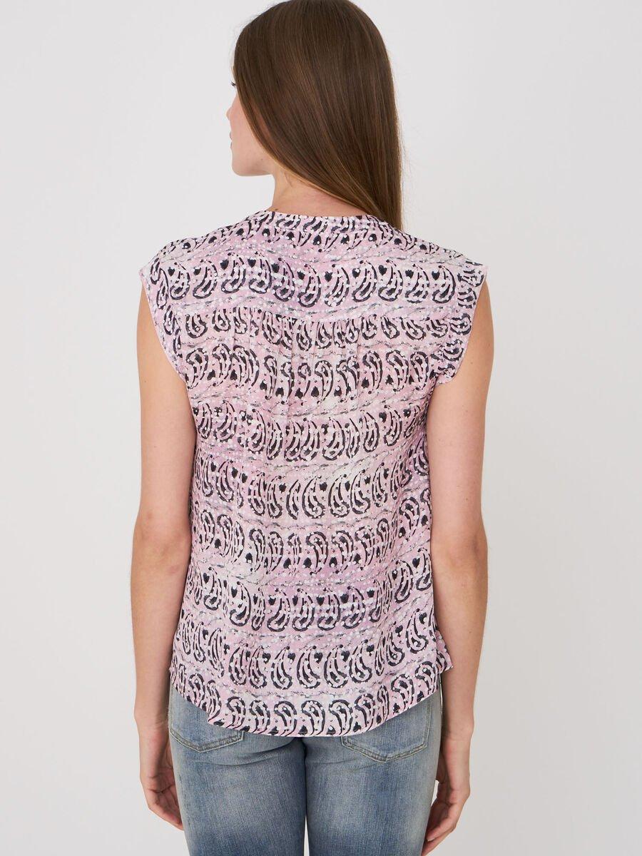 Repeat Cashmere Chiffon Zijde Top Met Batik Paisley Print