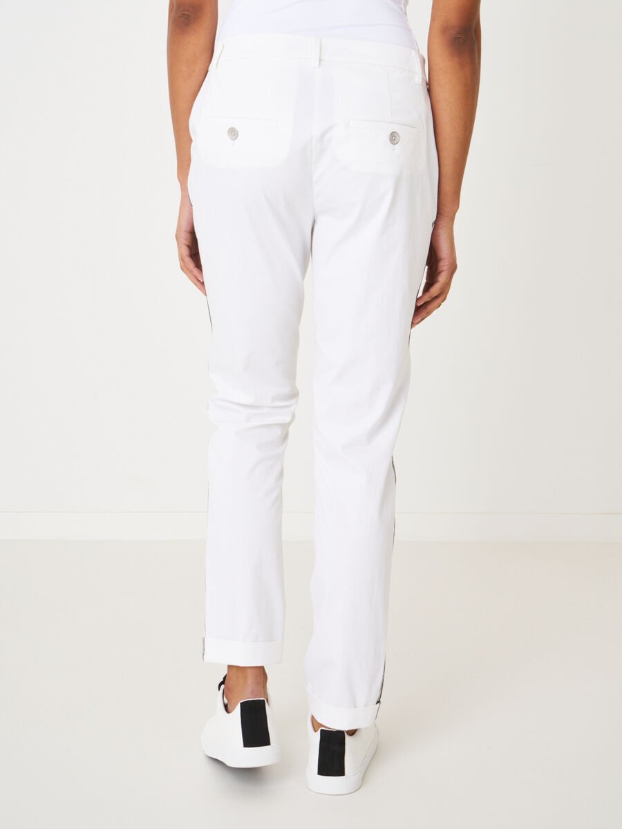 Repeat Cashmere Dames Stretch Chino Met Metallic Strepen