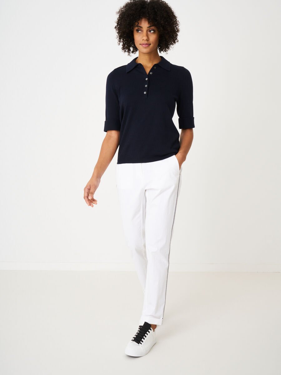 Repeat Cashmere Dames Stretch Chino Met Metallic Strepen