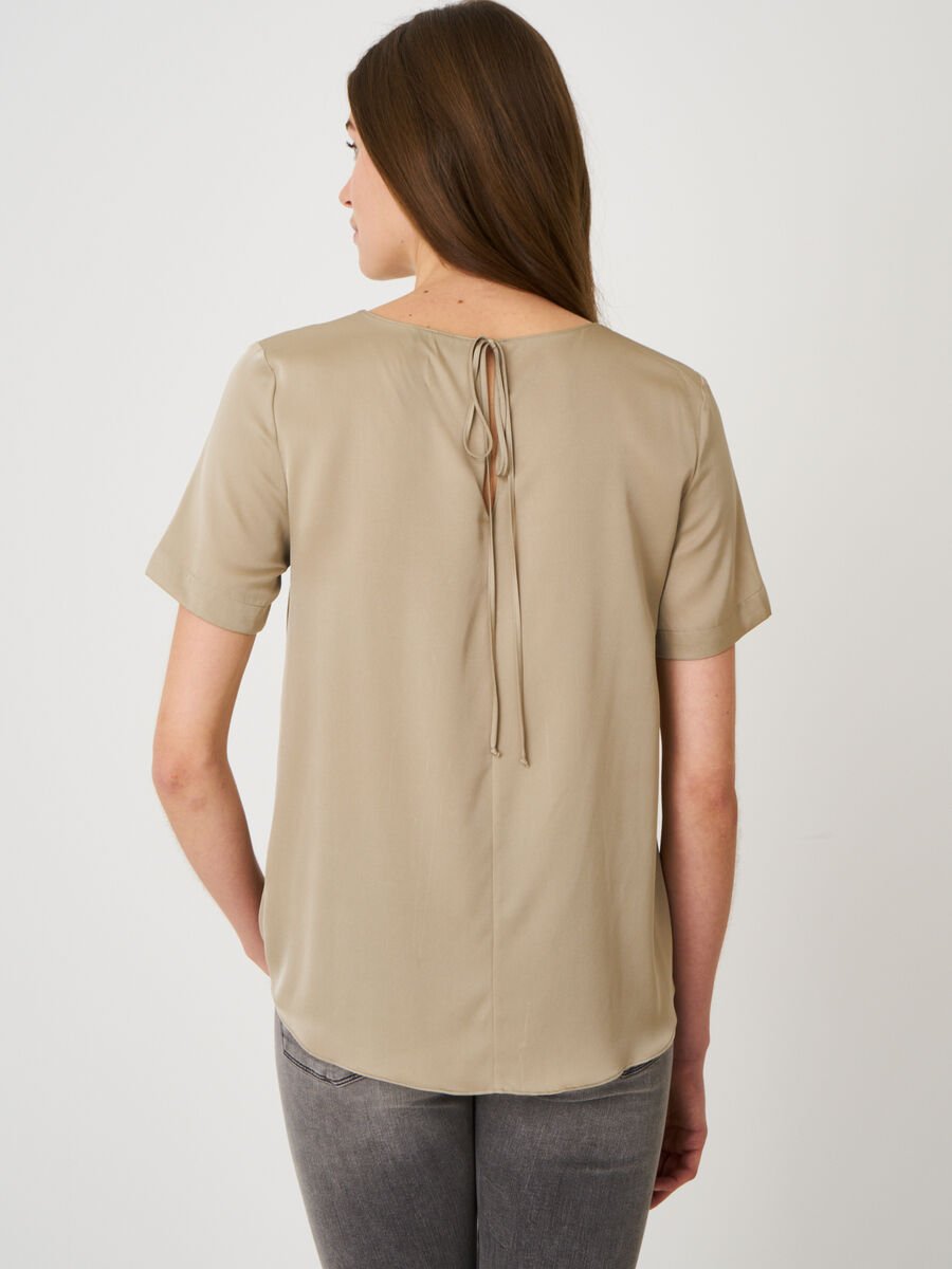 Repeat Cashmere Elastische Zijden Top Met Koordsluiting