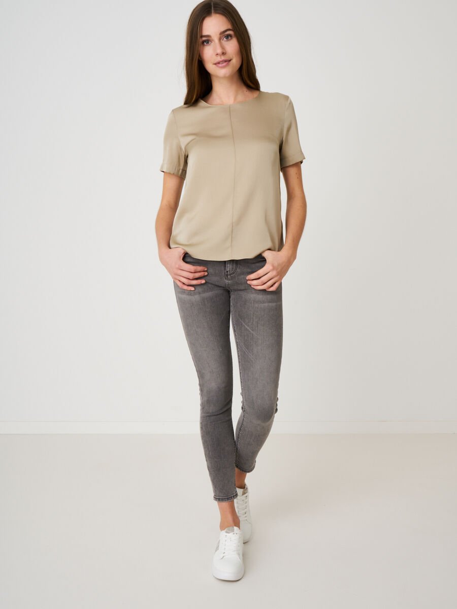 Repeat Cashmere Elastische Zijden Top Met Koordsluiting
