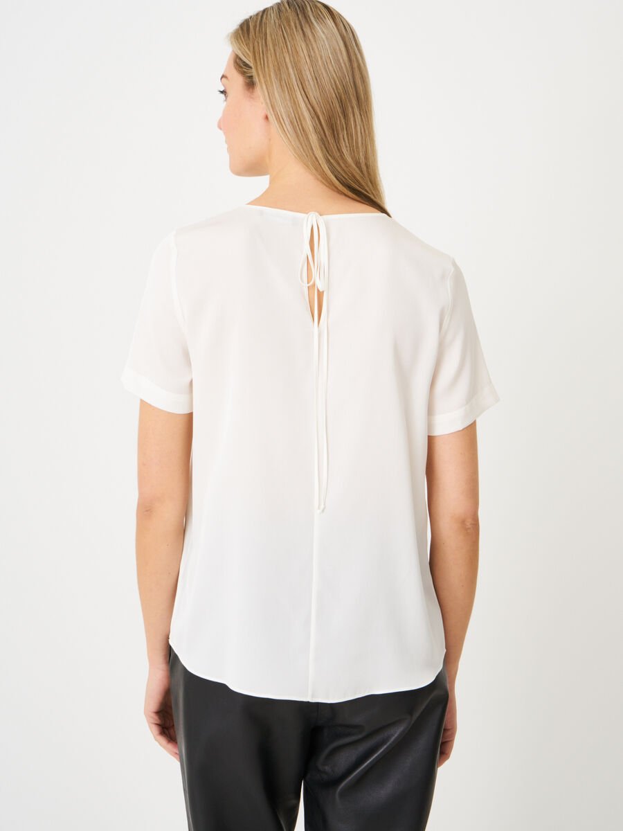 Repeat Cashmere Elastische Zijden Top Met Koordsluiting