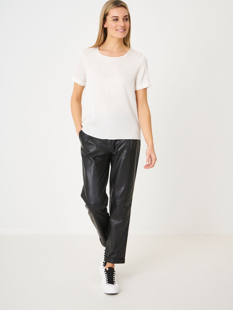 Repeat Cashmere Elastische Zijden Top Met Koordsluiting