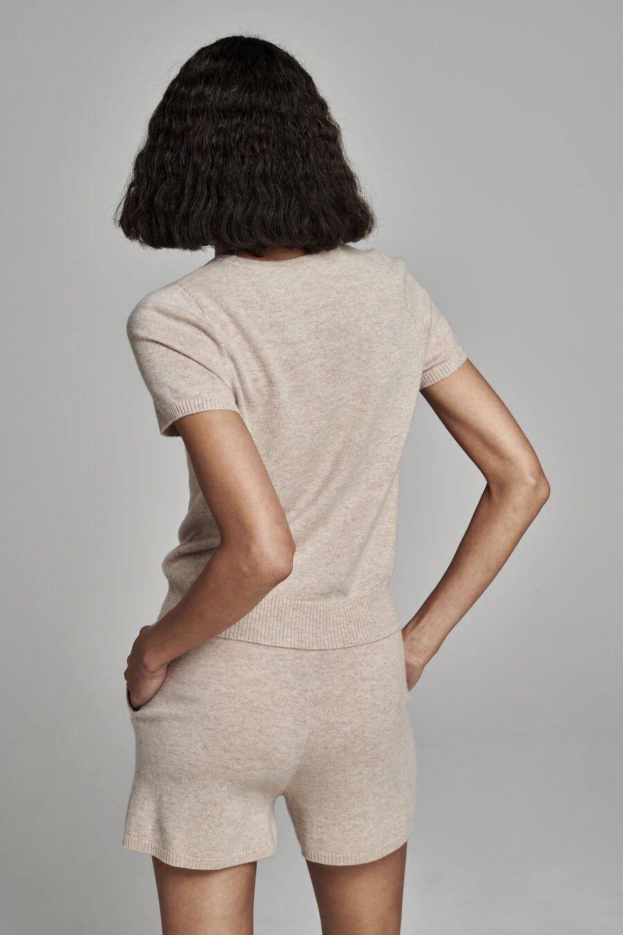 Repeat Cashmere Fijn Gebreid Biologisch Cashmere Sweater Met Korte Mouw