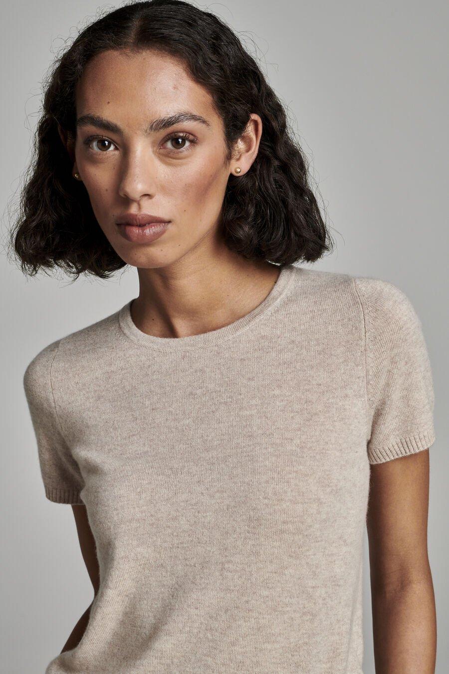 Repeat Cashmere Fijn Gebreid Biologisch Cashmere Sweater Met Korte Mouw
