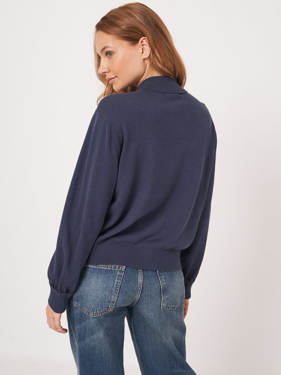 Repeat Cashmere Fijn Gebreid Vest Met Polokraag Van Katoenmix