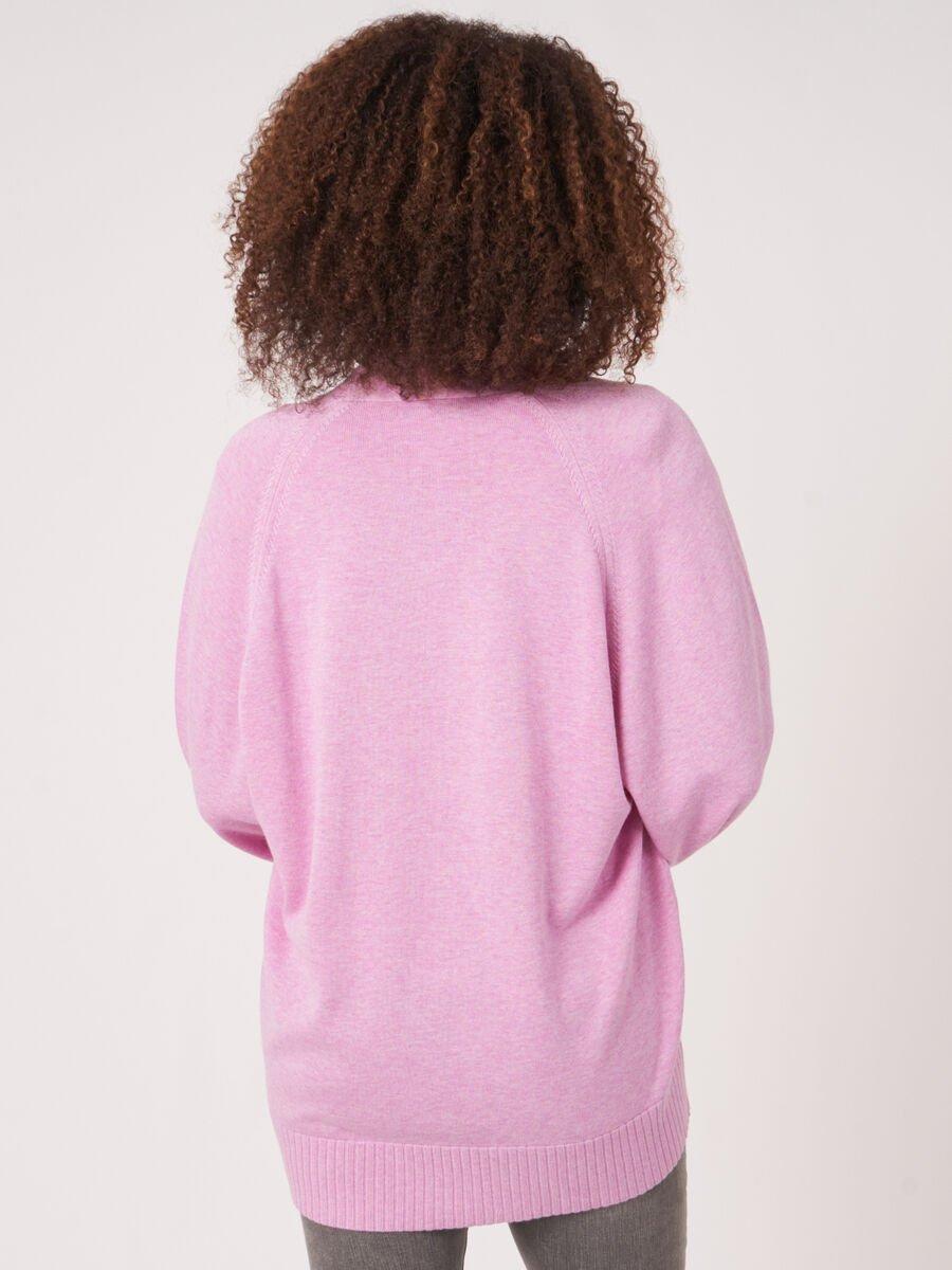 Repeat Cashmere Fijn Gebreid Vest Van Katoenmix Met Sjaalkraag En Zakken