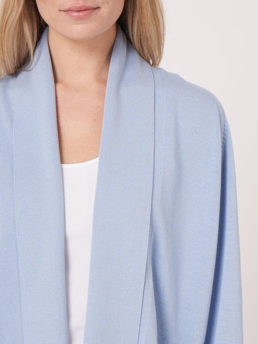 Repeat Cashmere Fijn Gebreid Vest Van Katoenmix Met Sjaalkraag En Zakken