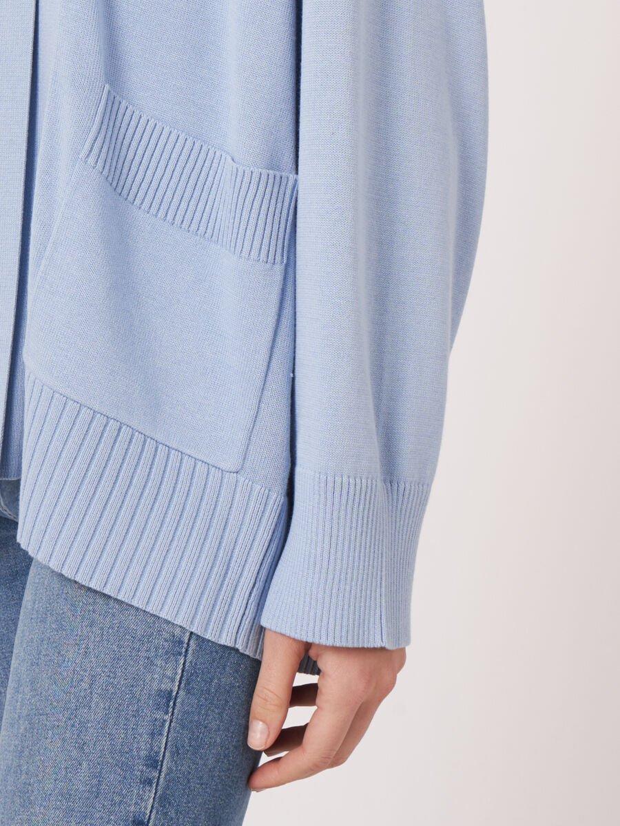 Repeat Cashmere Fijn Gebreid Vest Van Katoenmix Met Sjaalkraag En Zakken