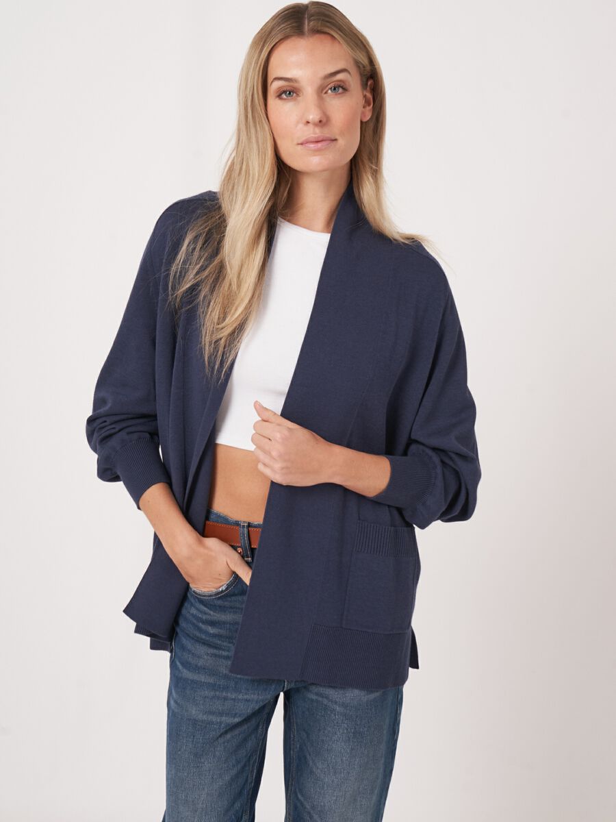 repeat cashmere Fijn gebreid vest van katoenmix met zakken