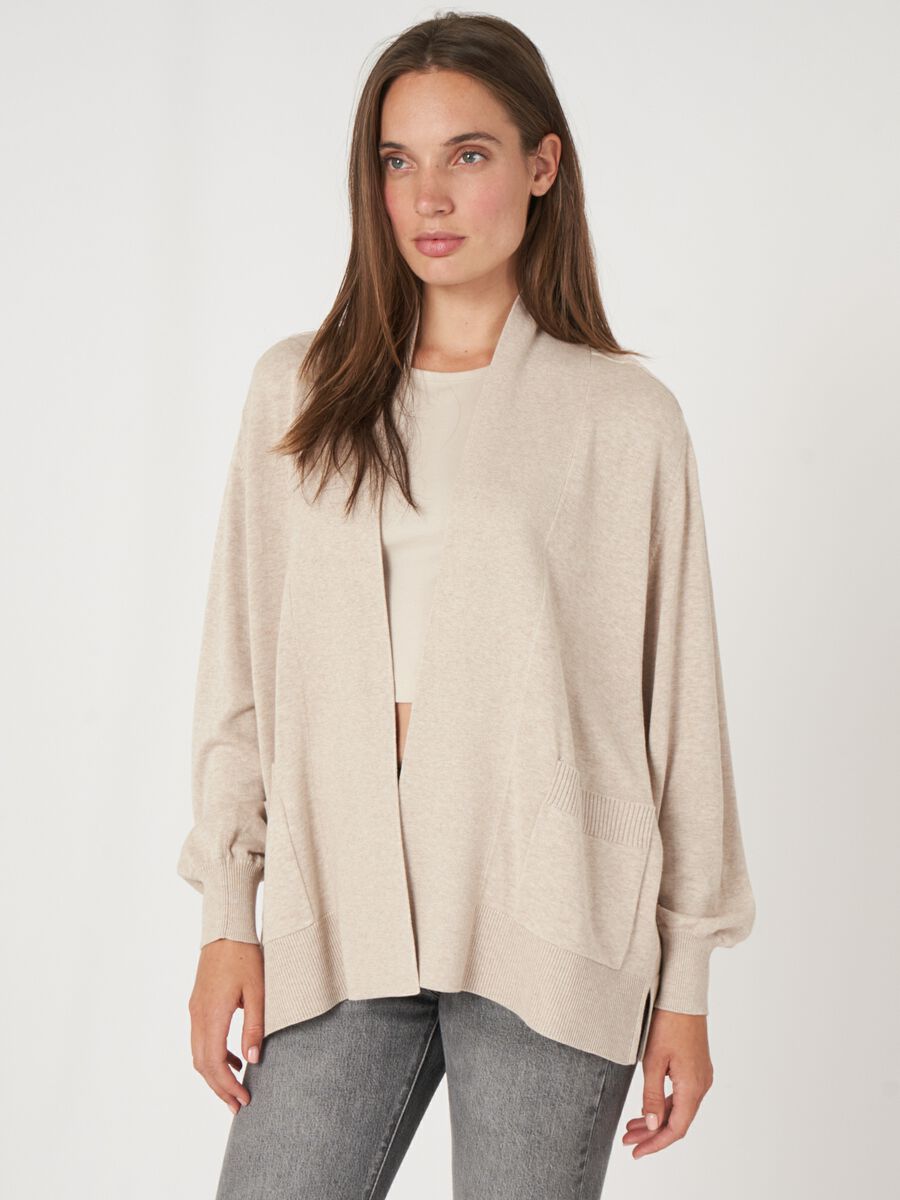 repeat cashmere Fijn gebreid vest van katoenmix met zakken