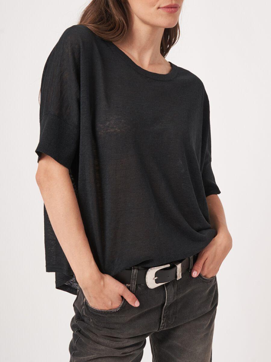 Repeat Cashmere Fijn Gebreide Trui Van Zuiver Linnen