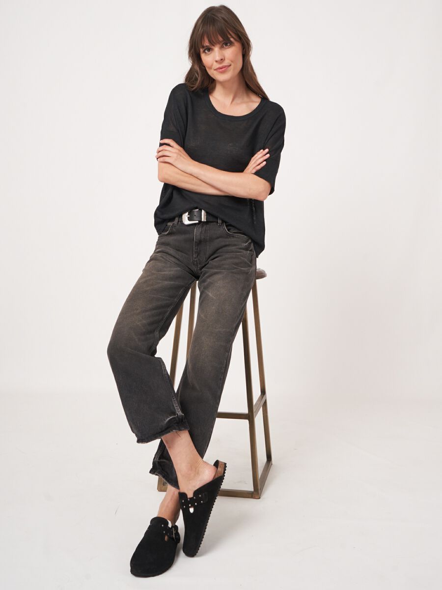 repeat cashmere Fijn gebreide trui van zuiver linnen