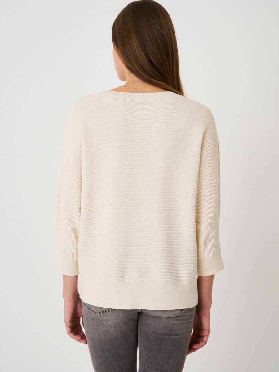 Repeat Cashmere Fijne Gebreide Trui In Wafeltextuur Met Zakken