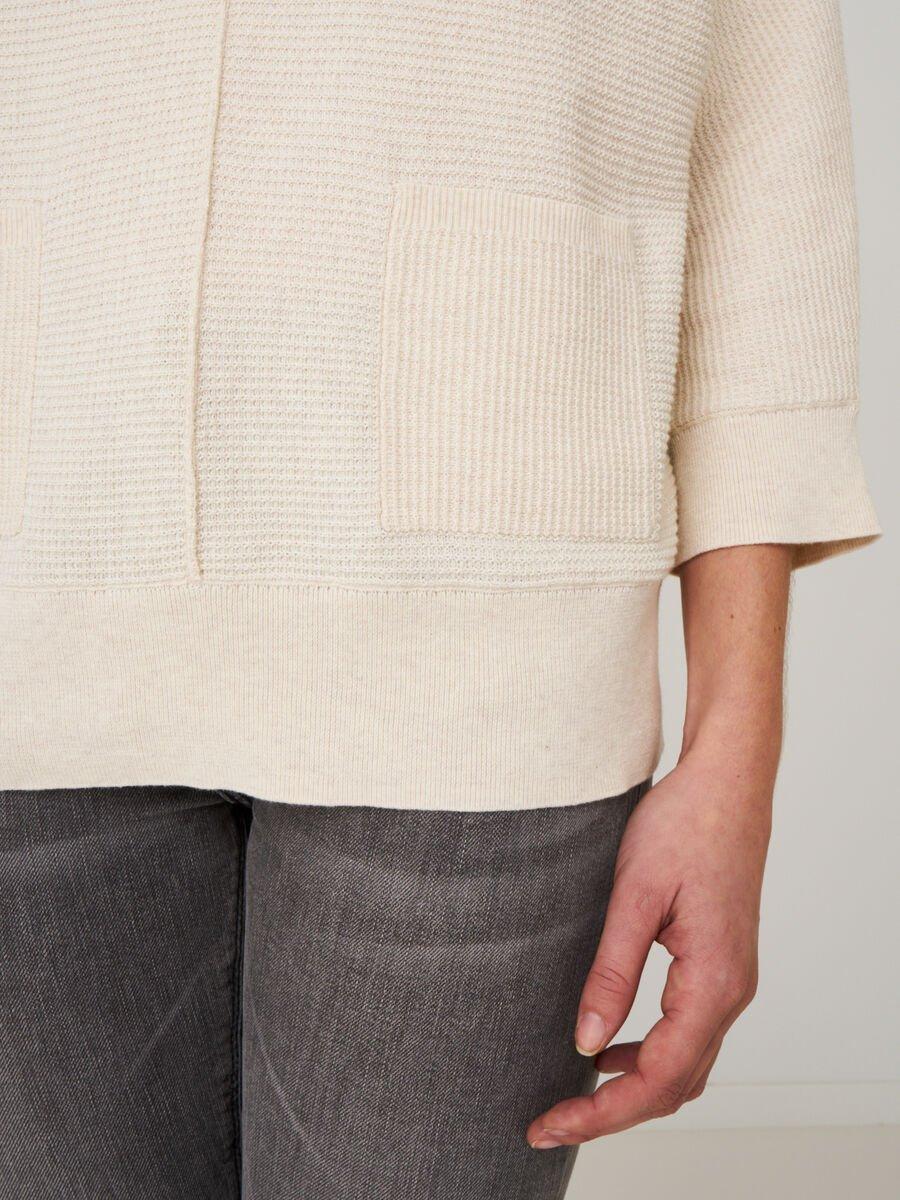 Repeat Cashmere Fijne Gebreide Trui In Wafeltextuur Met Zakken