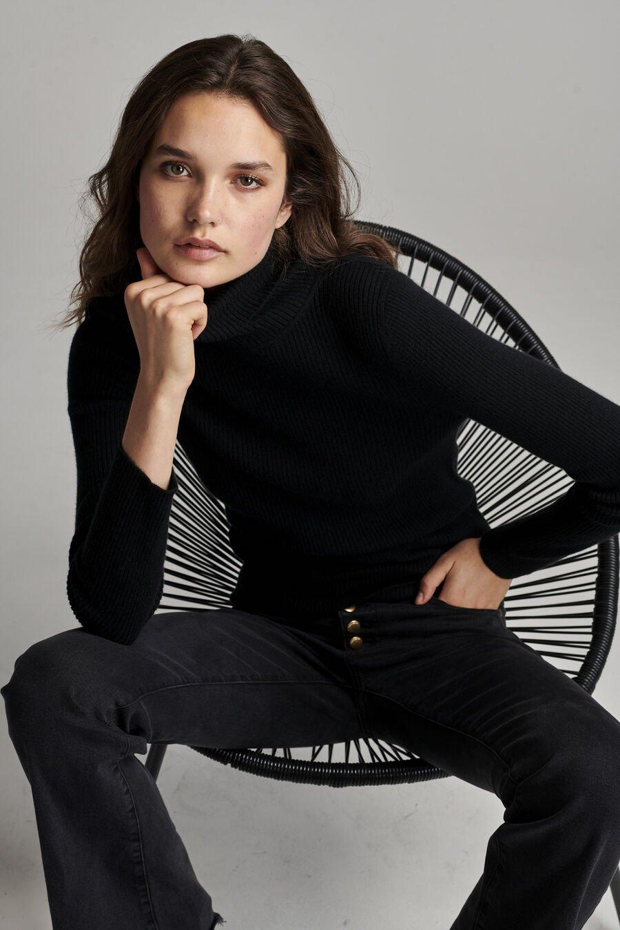 repeat cashmere Fijngebreide geribde coltrui van biologisch cashmere