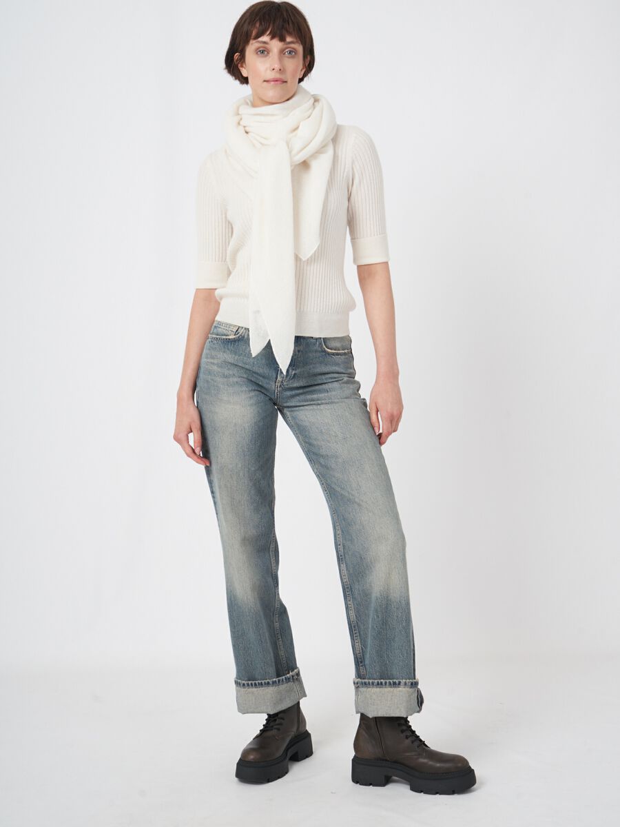 Repeat Cashmere Fijngebreide Organisch Cashmere Driehoekige Sjaal