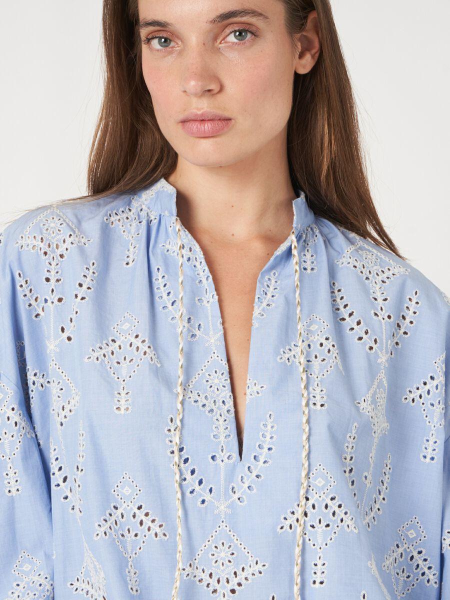 Repeat Cashmere Geborduurde Blouse Met Strikkoord Met Kwastje