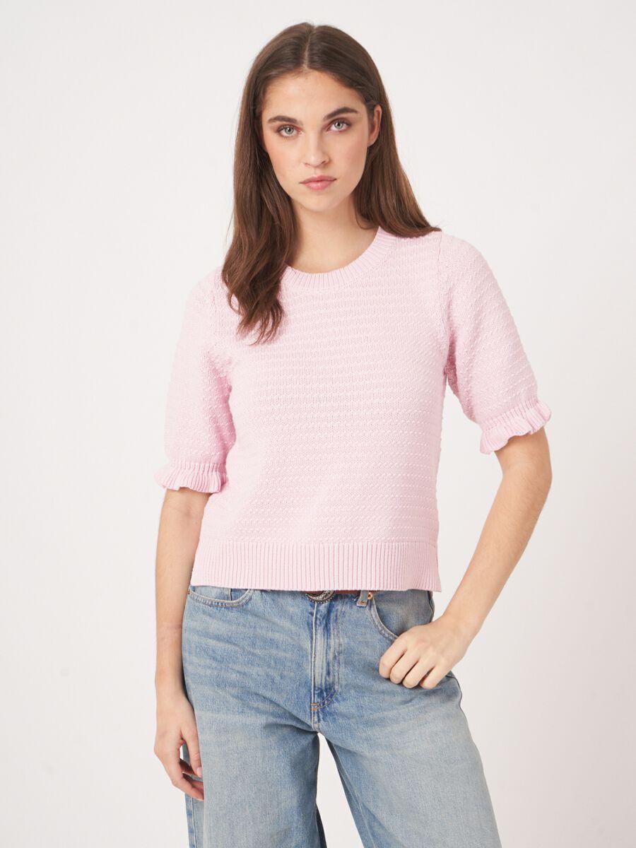 Repeat Cashmere Gebreid Katoenen Truitje Met Korte Mouw