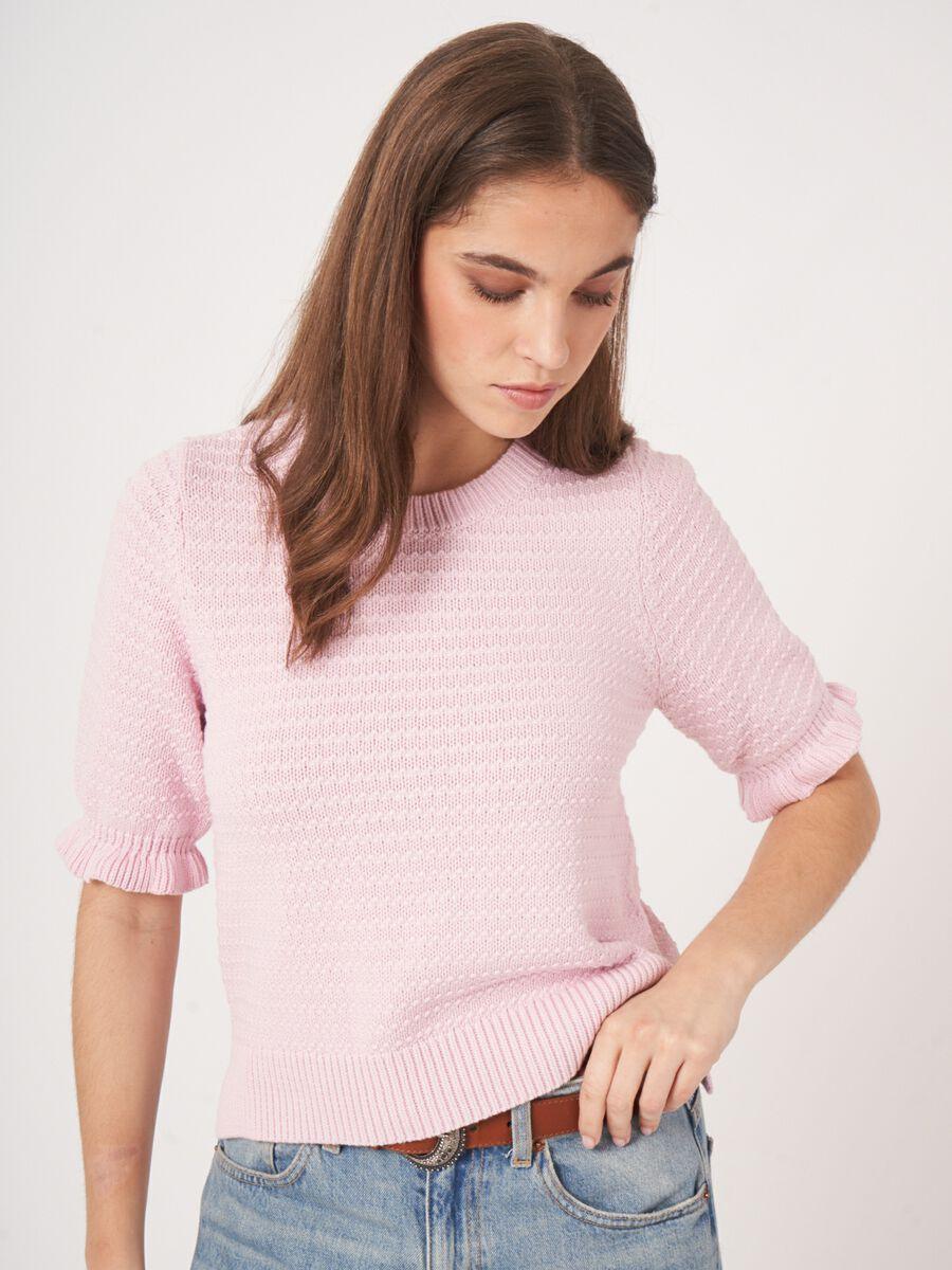 repeat cashmere Gebreid katoenen truitje met korte mouw
