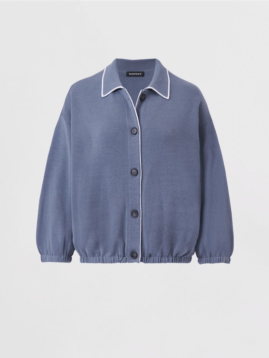 Repeat Cashmere Gebreid Vest Met Overhemdkraag En Contrasterende Naad