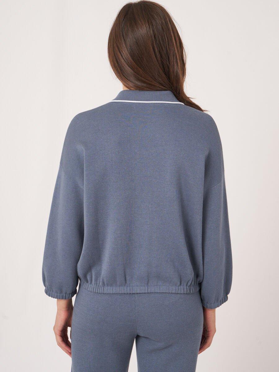 Repeat Cashmere Gebreid Vest Met Overhemdkraag En Contrasterende Naad