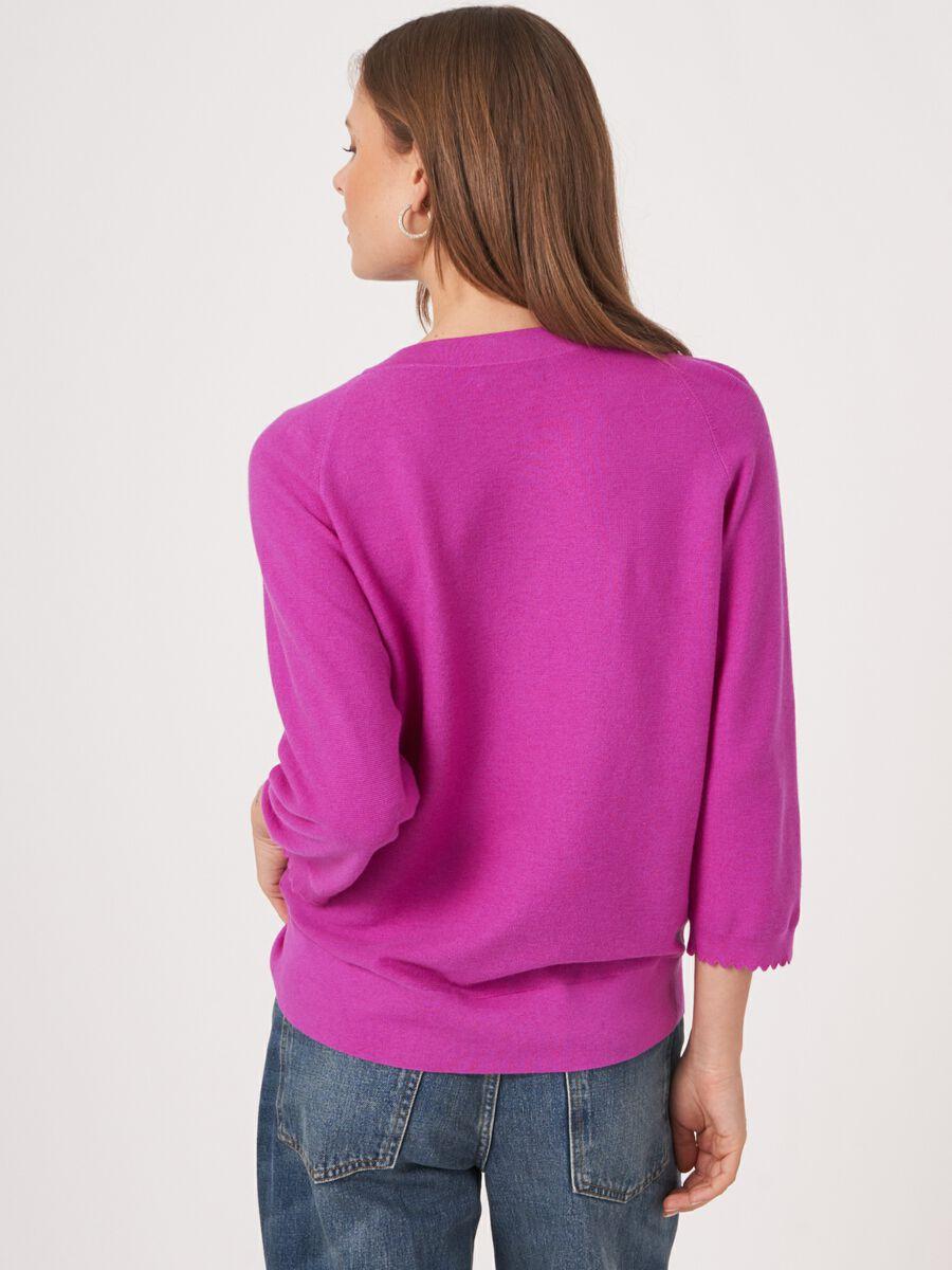 Repeat Cashmere Gebreid Vest Met Raglan Mouwen Met Golvende Zoom