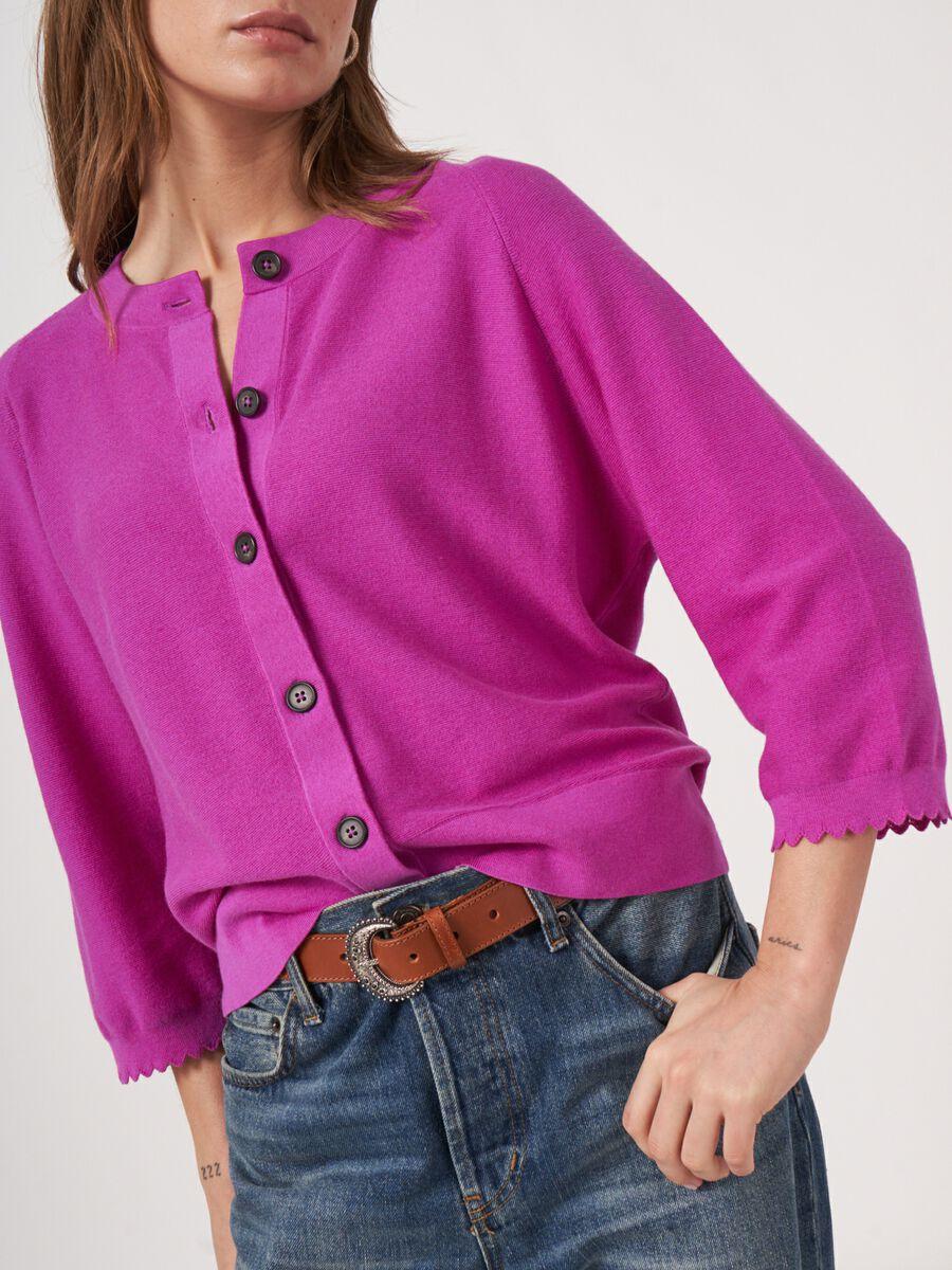 Repeat Cashmere Gebreid Vest Met Raglan Mouwen Met Golvende Zoom