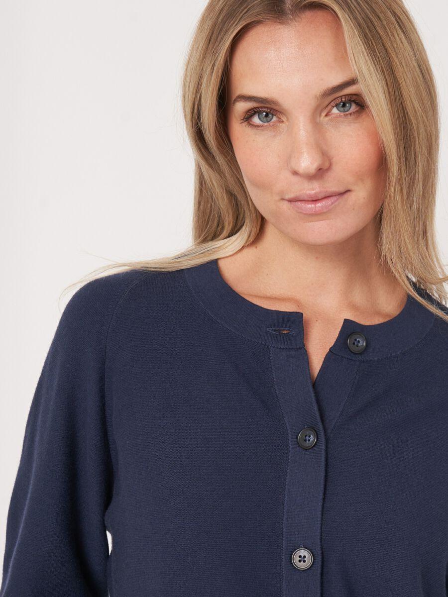 Repeat Cashmere Gebreid Vest Met Raglan Mouwen Met Golvende Zoom