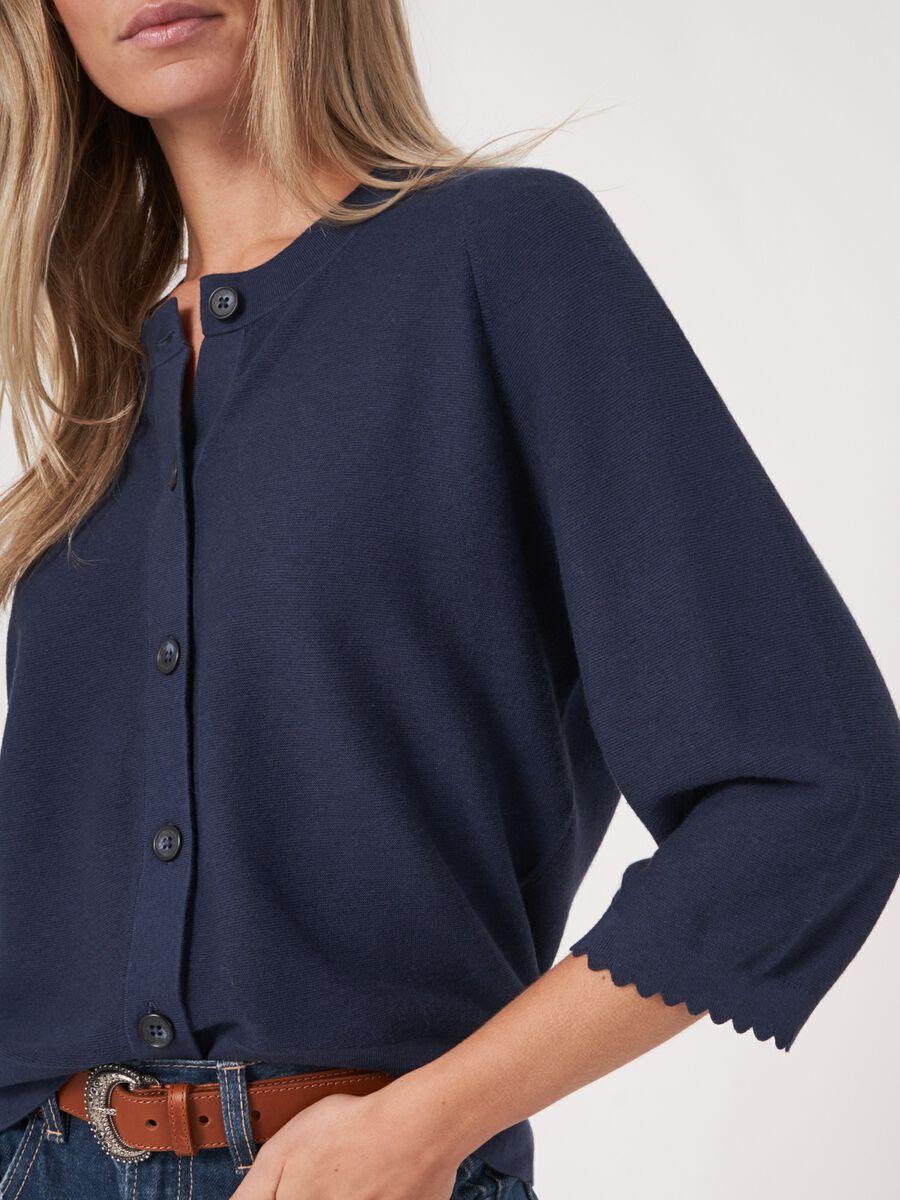 Repeat Cashmere Gebreid Vest Met Raglan Mouwen Met Golvende Zoom