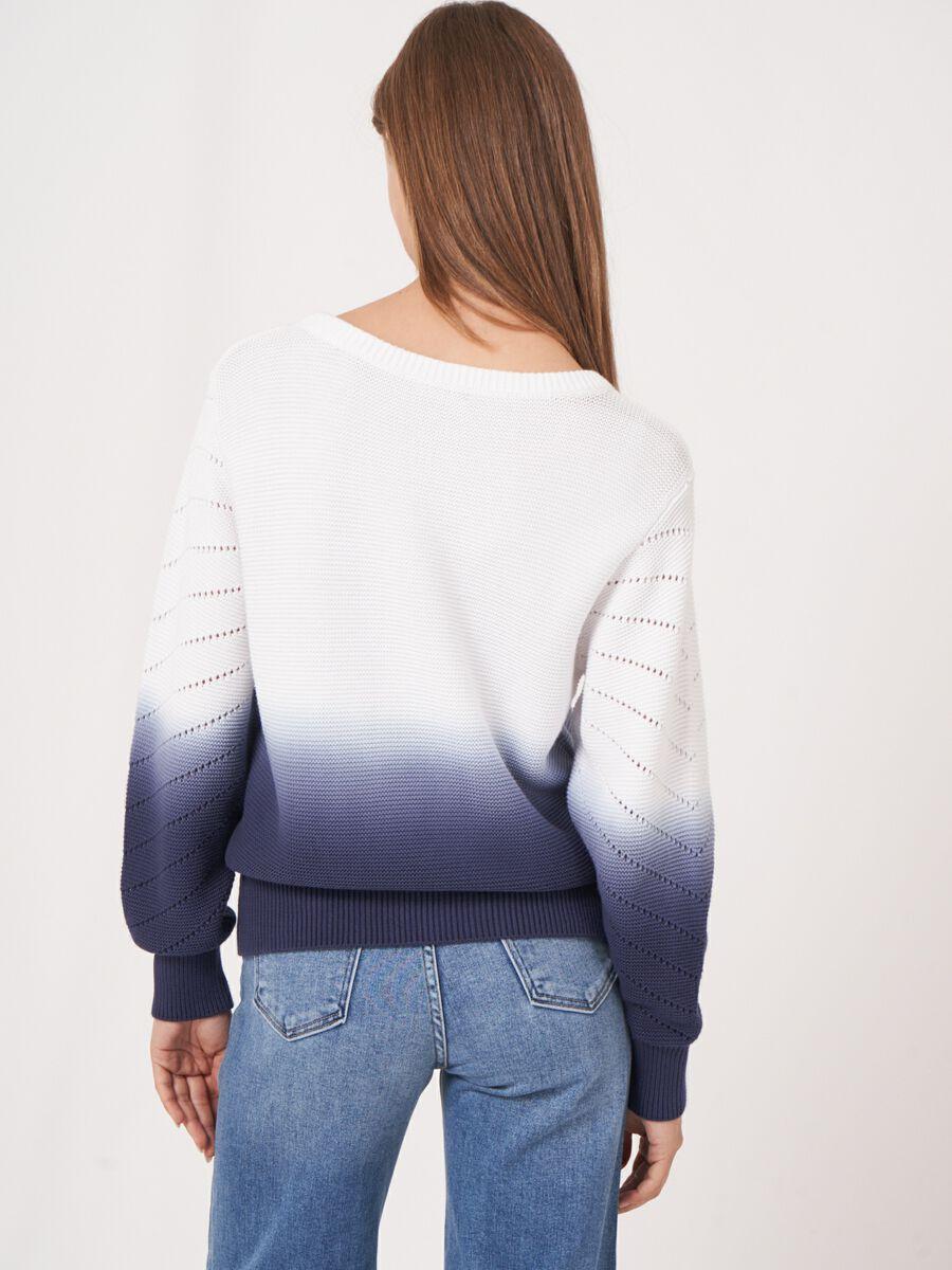 Repeat Cashmere Gebreide Katoenen Trui Met Dip Dye Print En Pointelle Details