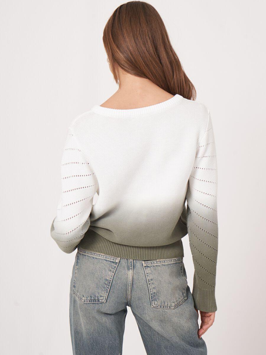 Repeat Cashmere Gebreide Katoenen Trui Met Dip Dye Print En Pointelle Details