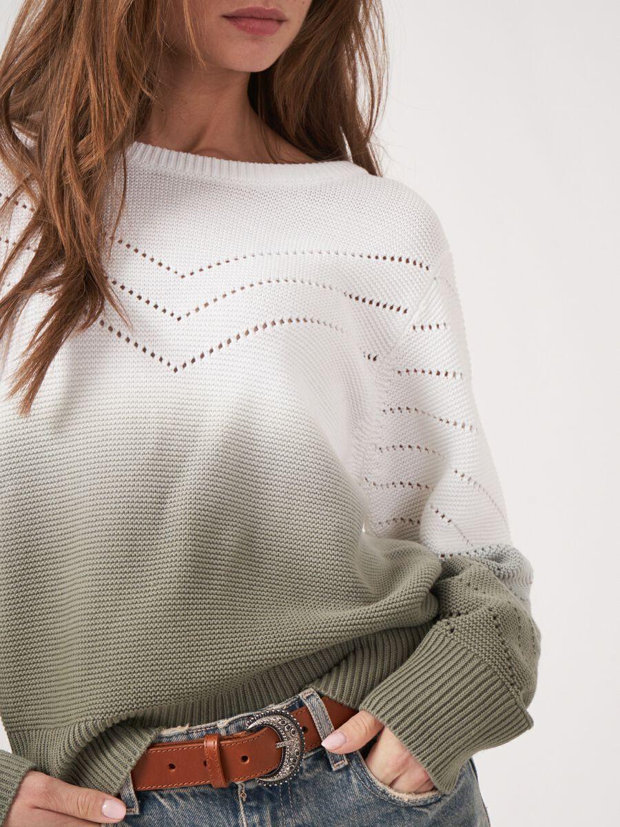 Repeat Cashmere Gebreide Katoenen Trui Met Dip Dye Print En Pointelle Details