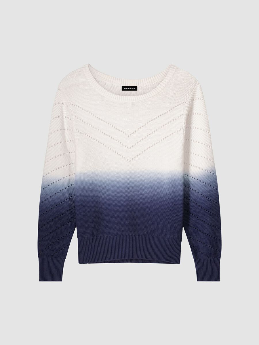 repeat cashmere Gebreide katoenen trui met dip dye print en pointelle details
